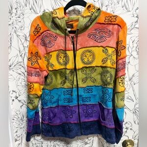 NWOT Rising International Multicolor Zip-Up Hoodie